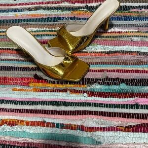 Gold Women's Heeled Mules